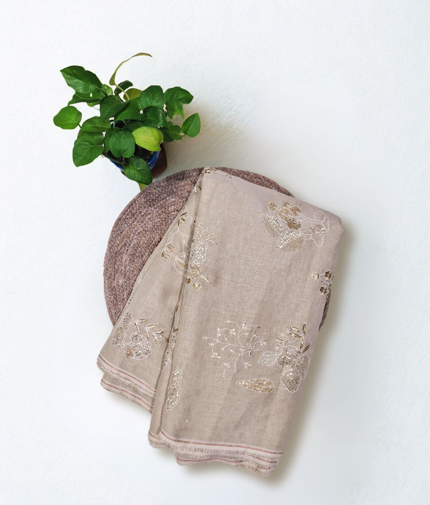 Linen Embroidered - Beige