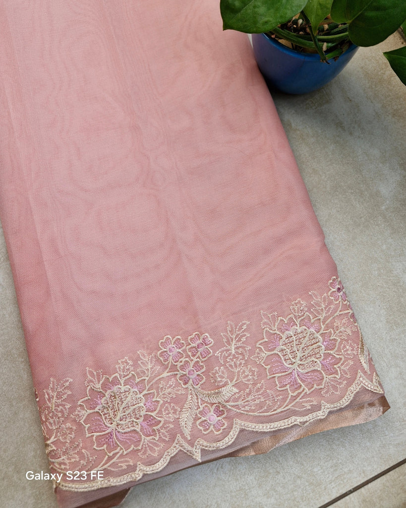 Kora with Embroidery - Light pastel Peach