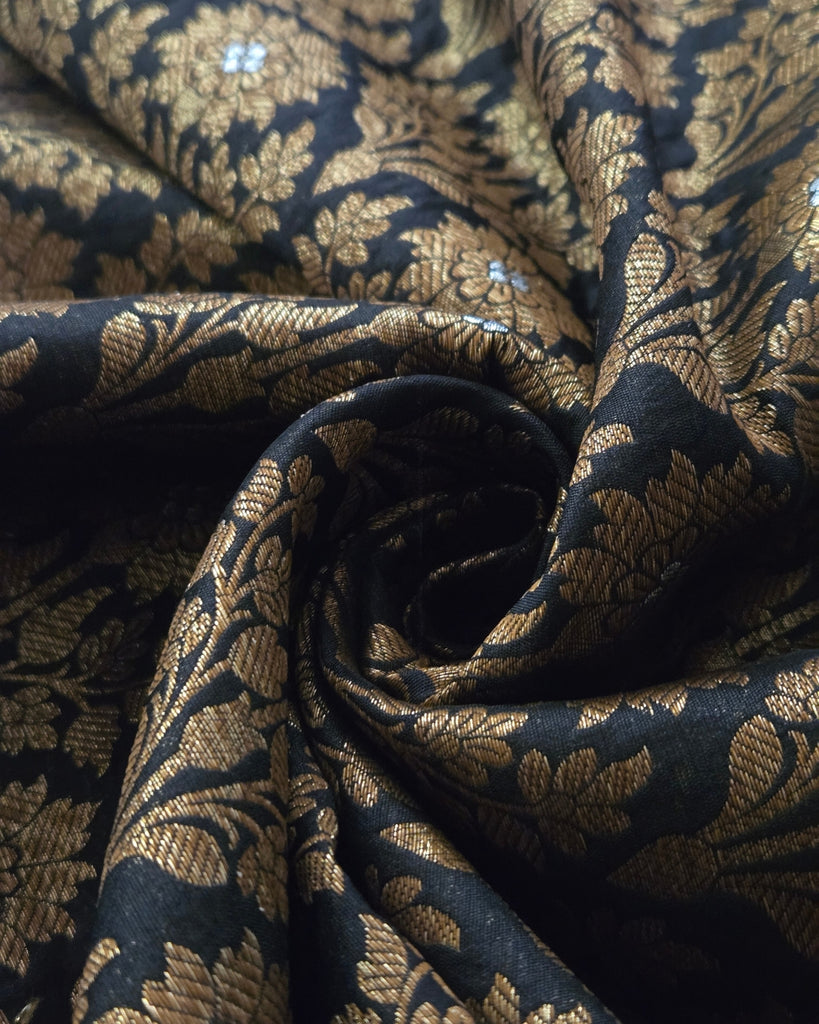 Silk Antique Banaras - Charcoal