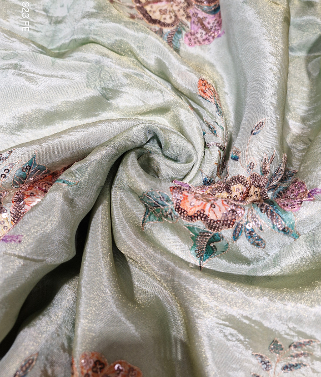 Tissue chiniya sequence - Light mint green