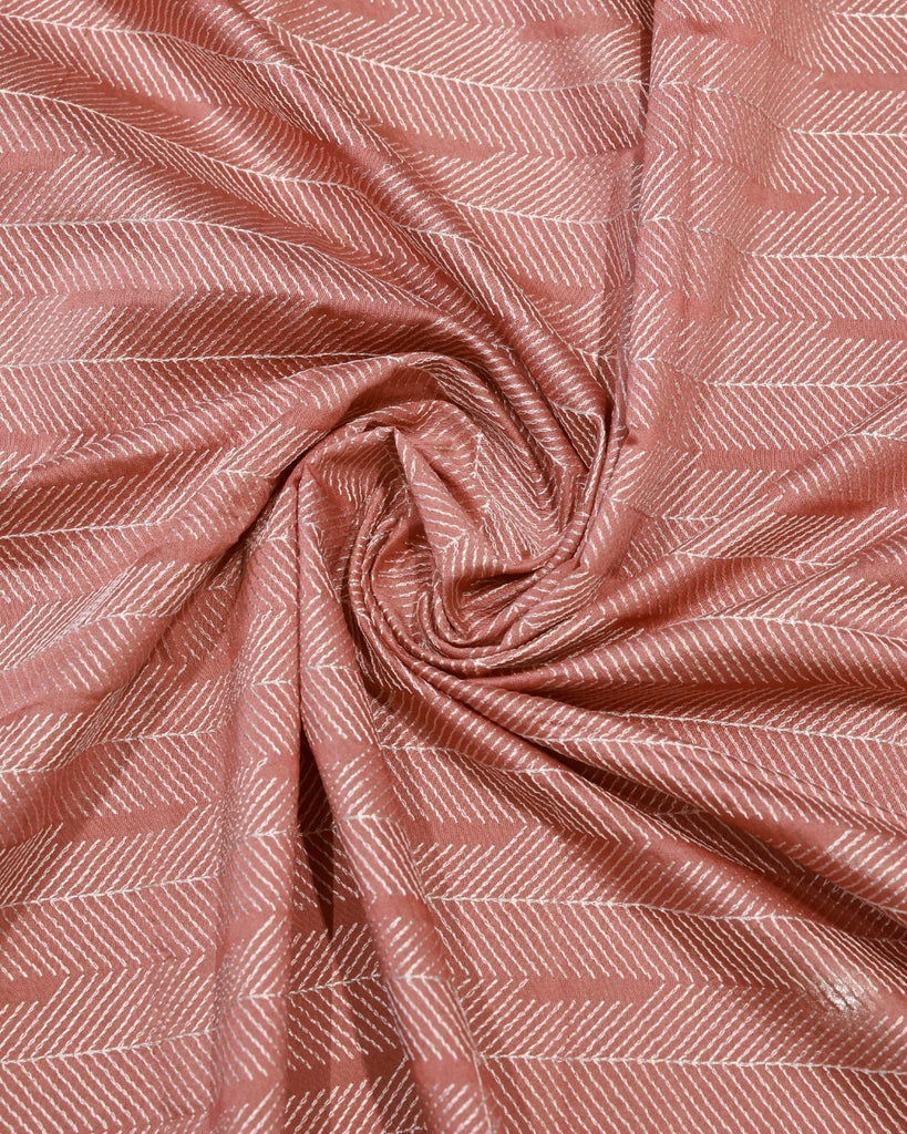 Chanderi Silk Thread Embroidery - Peach