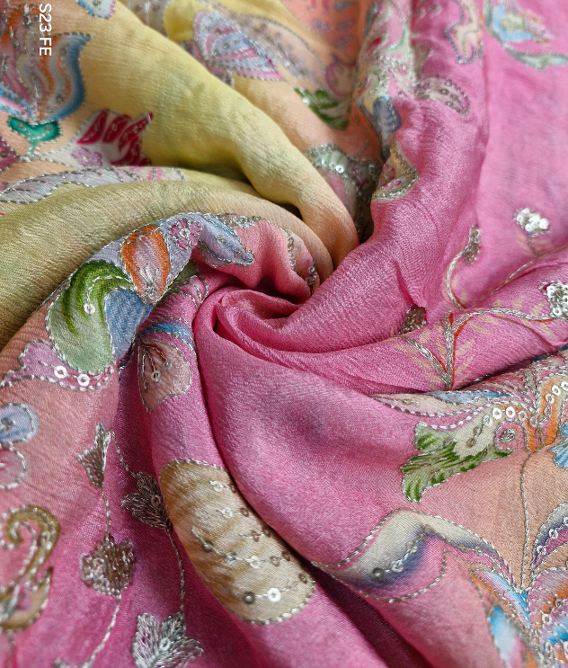 Chiniya Chiffon Work - Pink