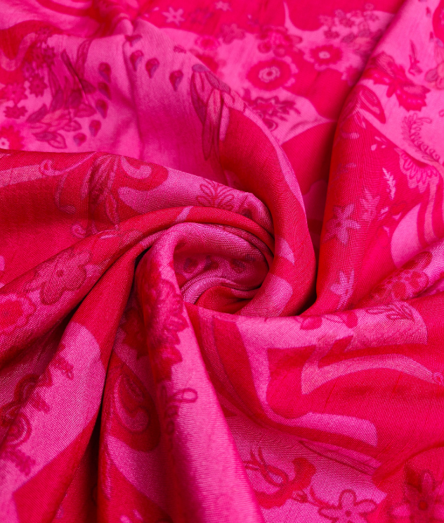 Printed Raw Silk - Pink