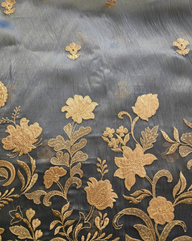 Tissue with Gota - Ash Grey & Gold