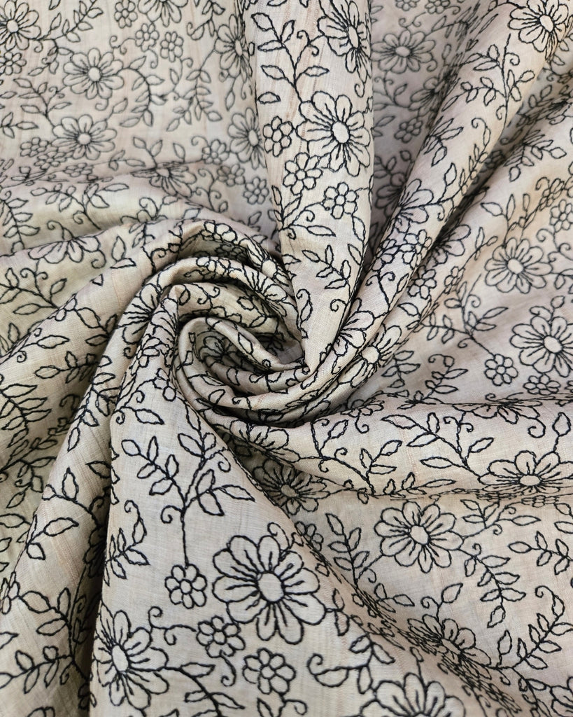 Tussar Black Thread Work