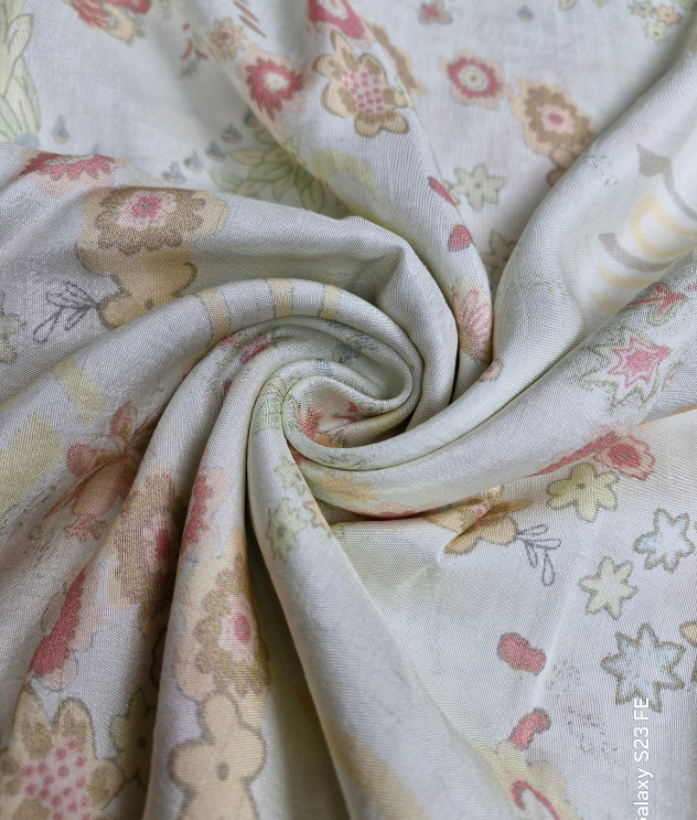 Printed Raw Silk - Off-white