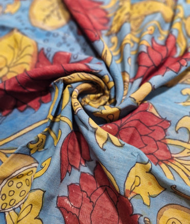 Pen Kalamkari - Dusty blue