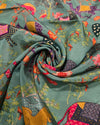 Printed Silk - Dusty Aqua