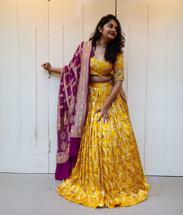 Banaras Silk Lehenga with Bandhej Dupatta