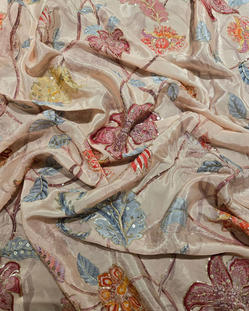 Crape Embroidery - Light White