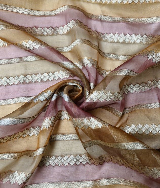 Organza banaras -  Shades of brown and violet