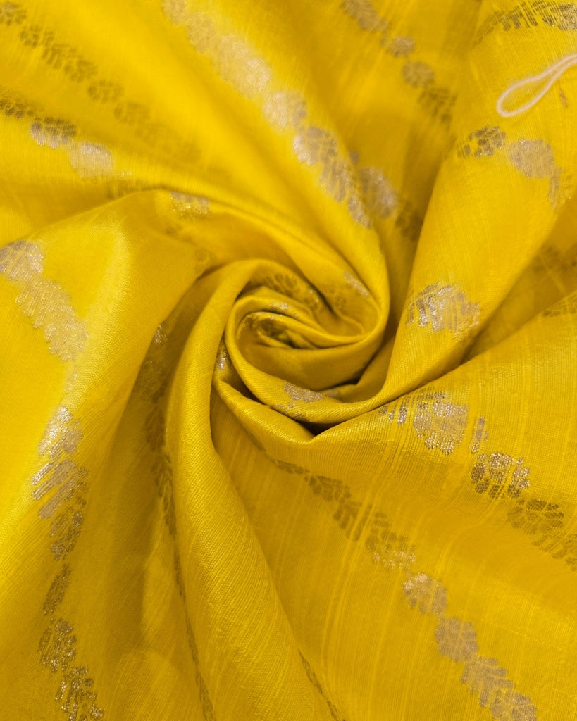 Raw Silk Zari Lines - Yellow