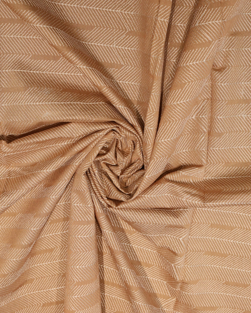Chanderi Silk Thread Embroidery - Warm Beige Brown