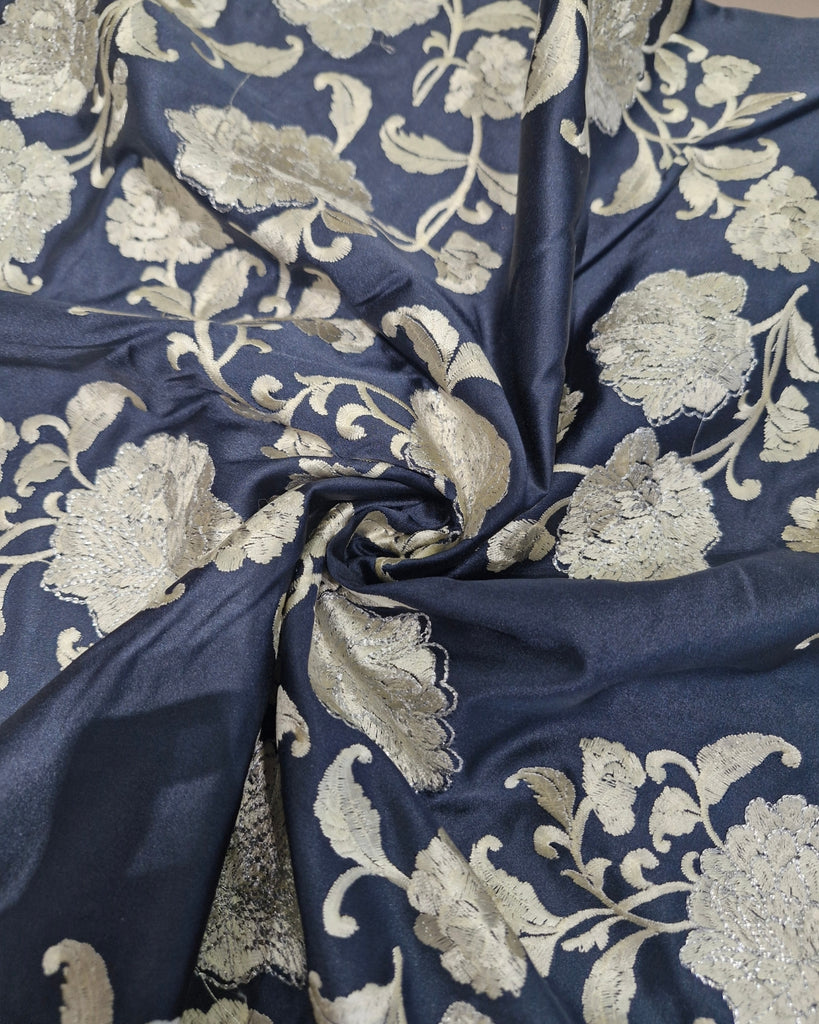 Mashru Parsi Gara - Deep Navy Blue