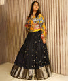 Pen Kalamkari Blouse in Bangalore Silk with Raw Silk Banarasi Skirt