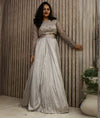 Net Sequin Work Blouse with Satin Lehenga