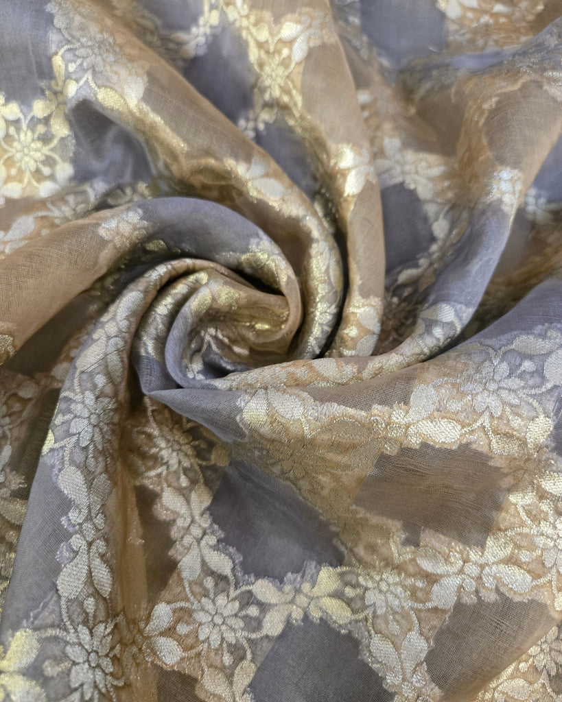 Silk Organza Solid Print - Dusty Grey Blue