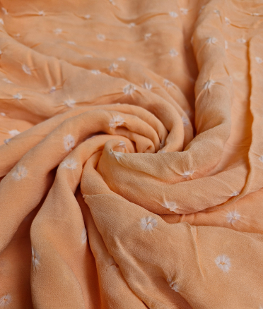 Georgette Bandhani - Peach