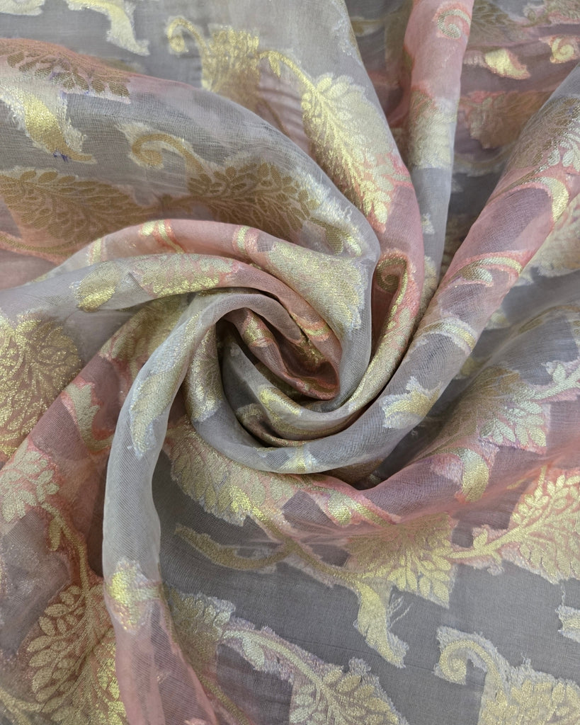 Silk Organza Solid Print - Dusty Rose Grey