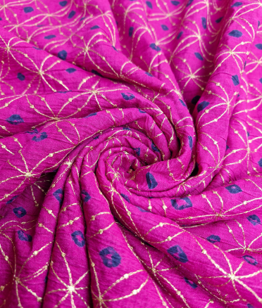 Moonga bandini with zari work - Magenta pink