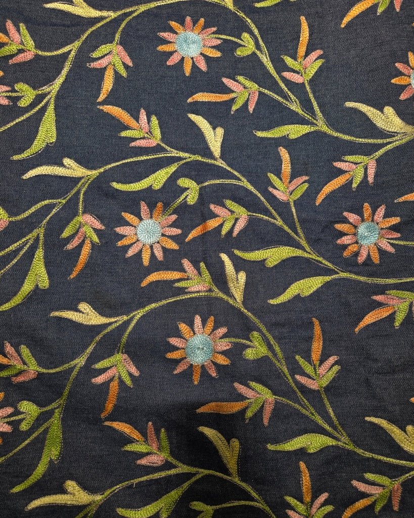 Embroidery Denim - Navy Floral