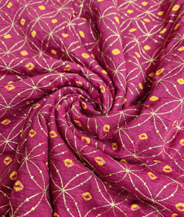 Moonga bandini with zari work - Maroon