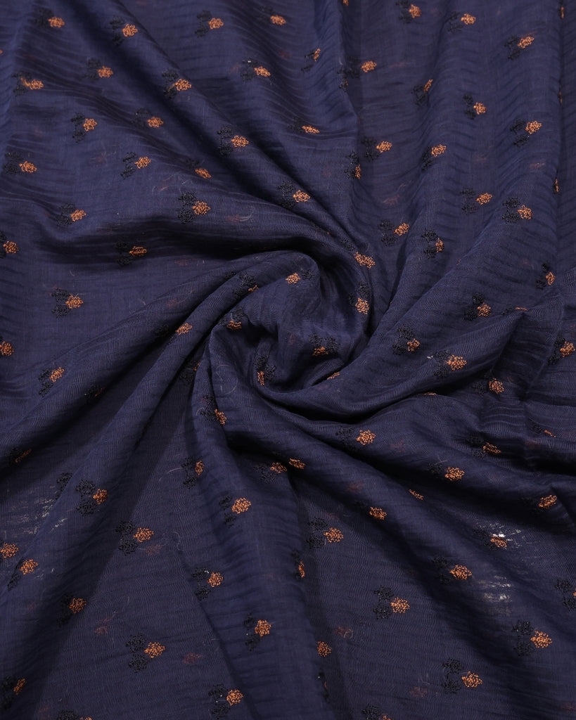 Mul Chanderi Motif - Navy Blue