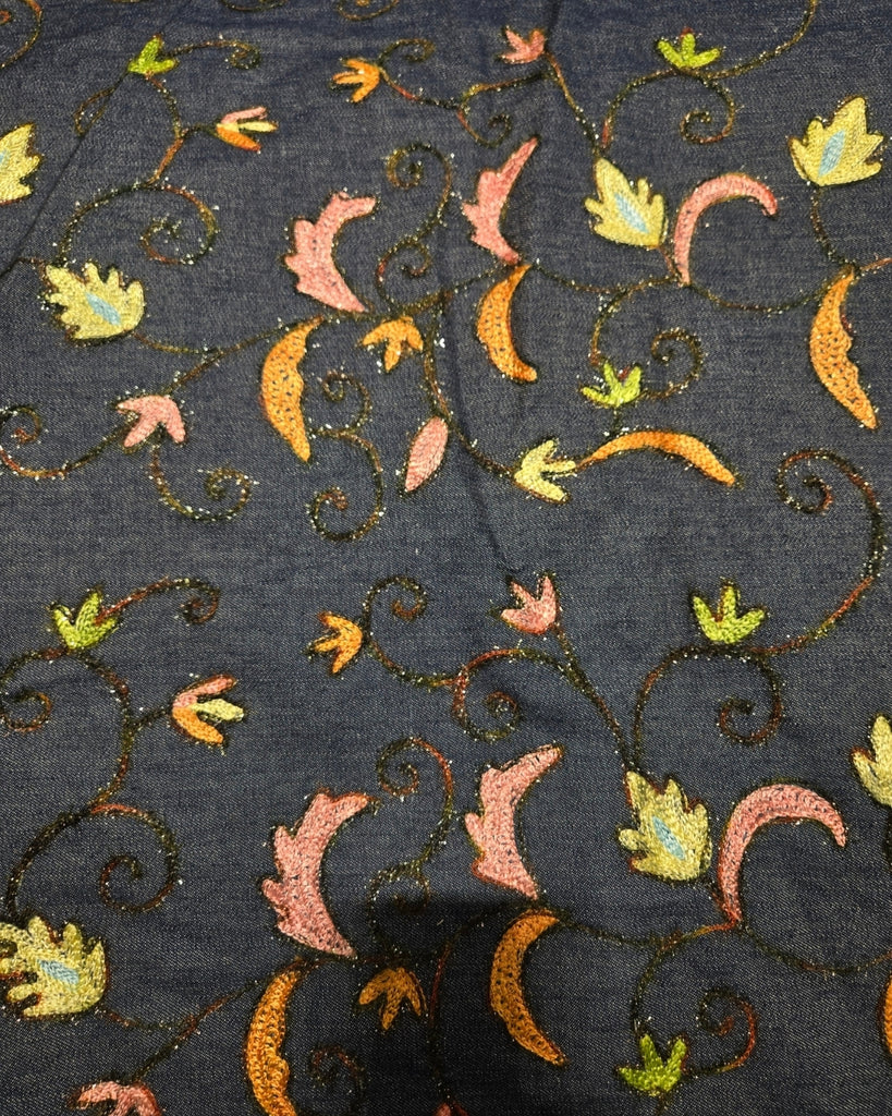 Embroidery Denim - Navy Pastel