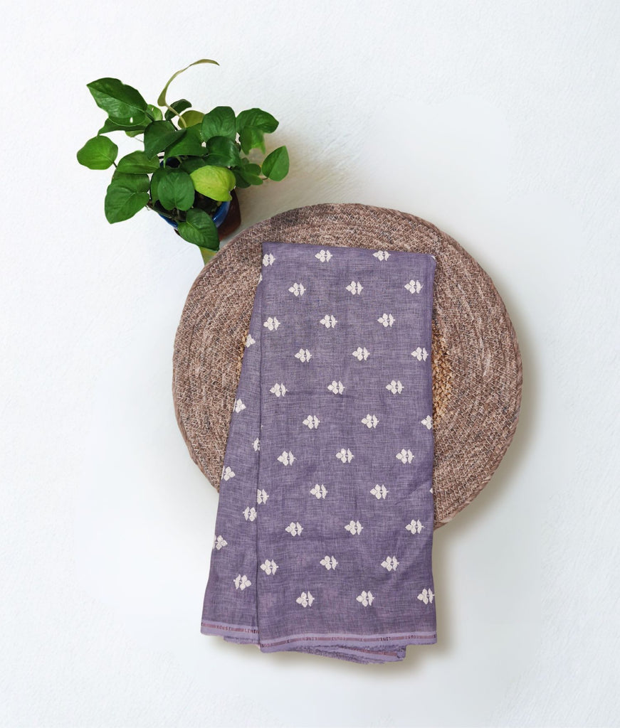 Linen Booti Work - Lavender