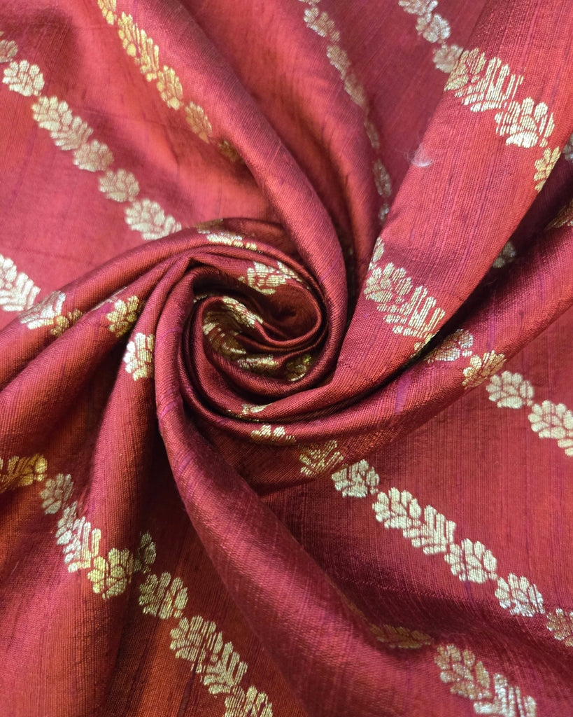 Raw Silk Zari Lines - Brown