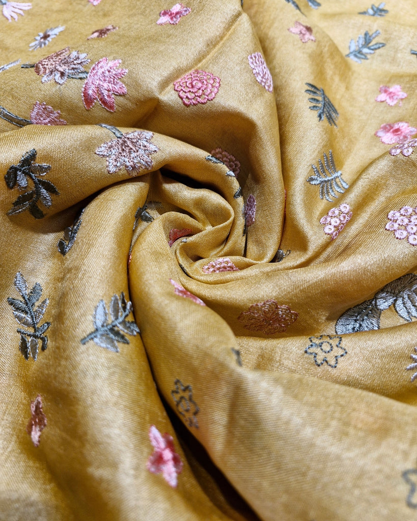 Tussar Embroidery - Mustard yellow