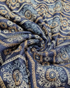 Handstiched Tussar Work - Navy Blue
