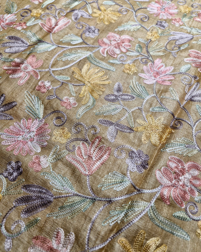 Tussar Kalamkari Work - Warm Golden Beige