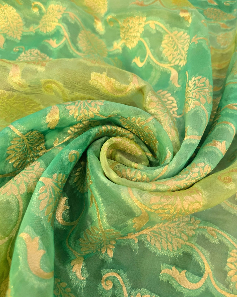 Silk Organza Solid Print - Fresh green