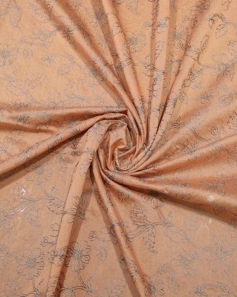 Mul Chanderi Floral - Peach