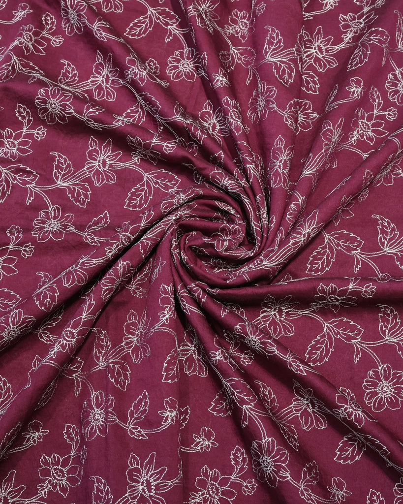 Mul Chanderi Floral - Maroon