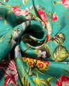 Printed Falling Raw Silk - Turquoise Pink Floral