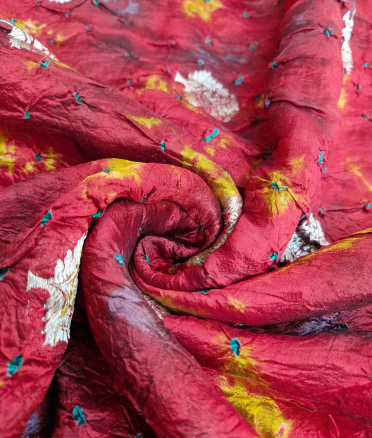 Organza zari bandini - Deep red