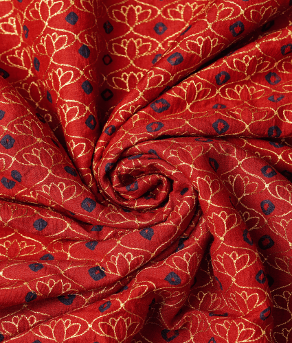 Munga Bandhani Red Printed