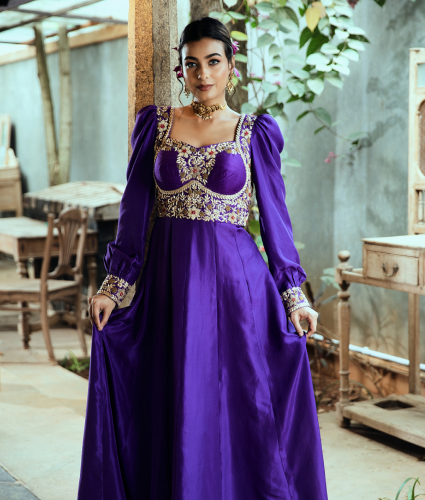 Purple Handwork Gown