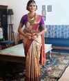 Gold Kanjeevaram Saree with Purple Border