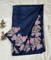 PureTussarThreadWorkCutworkSareeInkBlue
