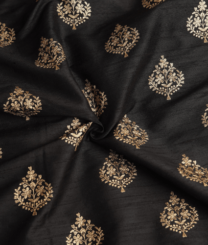 Raw Silk Printed Black