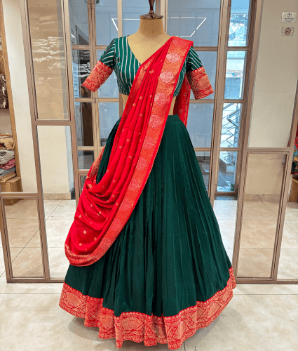 RawSilkBanarasLehengaWithBanarasPatternBlouseAndBanarasDuppatta