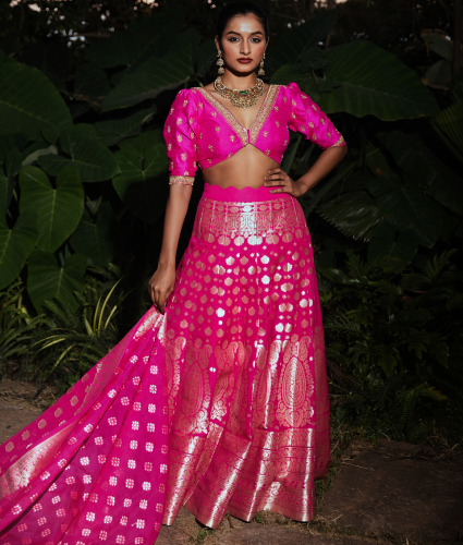 Pink Banaras Lehenga