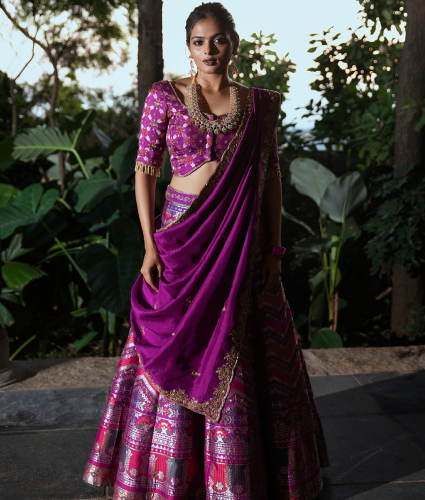 Purple Banaras Lehenga